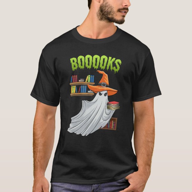 Camiseta Booooks Ghost  Halloween Costume Teacher Book Libr (Anverso)