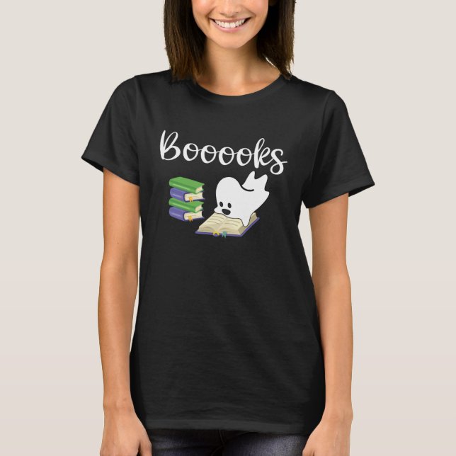 Camiseta Booooks Halloween Ghost Reader  Reading Boo Costum (Anverso)