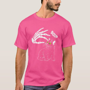 Camiseta Boop de esqueleto en gato de Halloween en la nariz