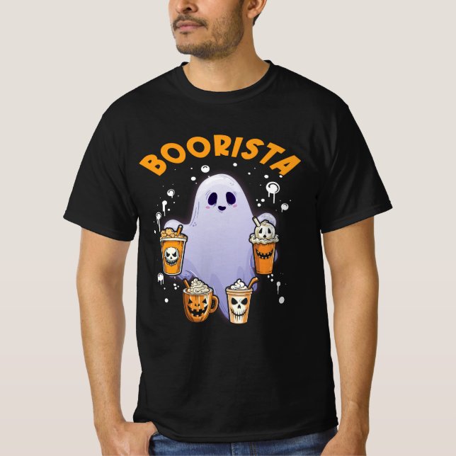 Camiseta Boorista Barista Ghost Coffee Lover Halloween Cost (Anverso)
