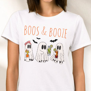Camiseta Boos y Bebidas Divertido Fantasma Lindo Halloween 
