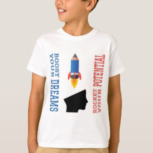 Camiseta Booster soñador y cohete potencial