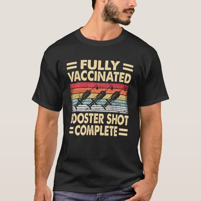 Camiseta Booster Vacunado Completo Vint Retro (Anverso)