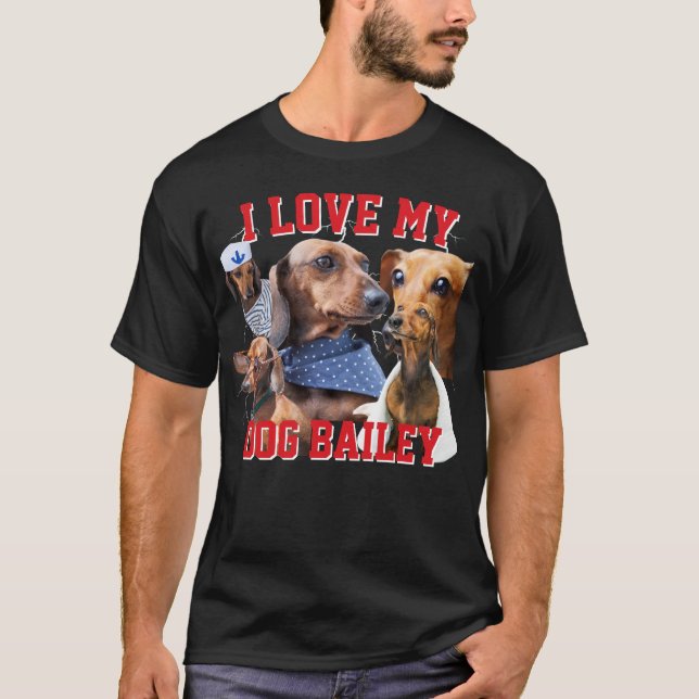 Camiseta Bootleg I Love My Dog Custom Name & Photo Men (Anverso)