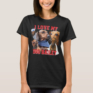 Camiseta Bootleg I Love My Dog Custom Name & Photo Women