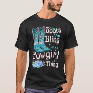 Camiseta Boots and Bling It's A Cowgirl Thing Rodeo Gorra 1
