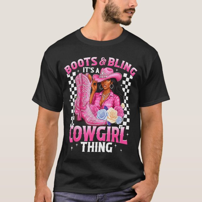 Camiseta Boots And Bling It's Cowgirl Thing Black History G (Anverso)
