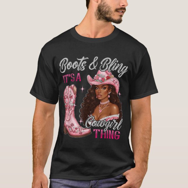 Camiseta Boots Bling It'S A Cowgirl Thing Black Cowgirl (Anverso)