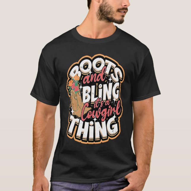 Camiseta Boots & Bling It's a cowgirl thing  Cowgirls Horse (Anverso)