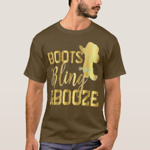 Camiseta Boots Bling y Booze Cowgirl Boots Novia Bachelo
