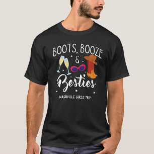 Camiseta Boots Booze Besties Bachelorette Nashville Chicas 