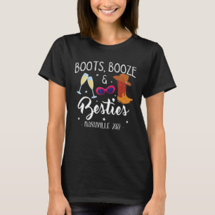 Camiseta Boots Booze Besties Bachelorette Nashville Chicas 