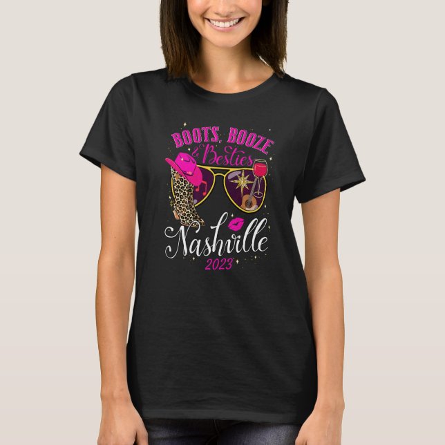 Camiseta Boots Booze & Besties Chicas de Nashville Vip 2023 (Anverso)
