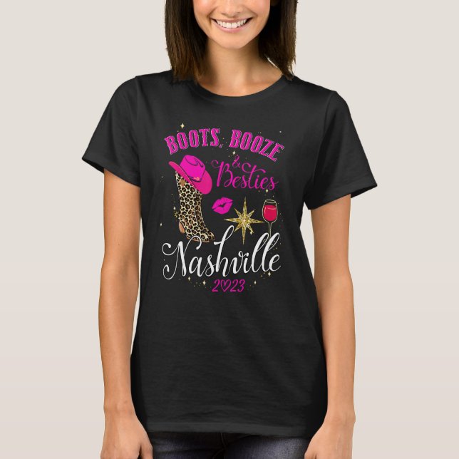 Camiseta Boots Booze & Besties Chicas de Nashville Vip 2023 (Anverso)
