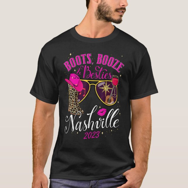 Camiseta Boots Booze & Besties Chicas de Nashville Vip 2023 (Anverso)