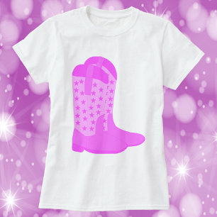 Camiseta Boots de cowboy con Stars Pink