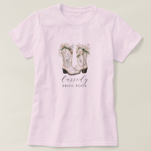 Camiseta Boots de vaca floral Novia Posse Personalizado Ros