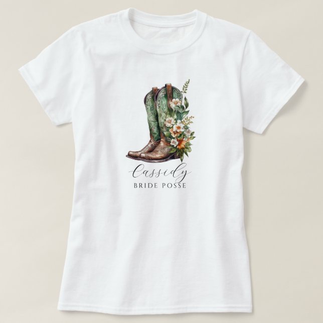 Camiseta Boots de vaca floral Novia Posse Personalizado T-S (Diseño del anverso)
