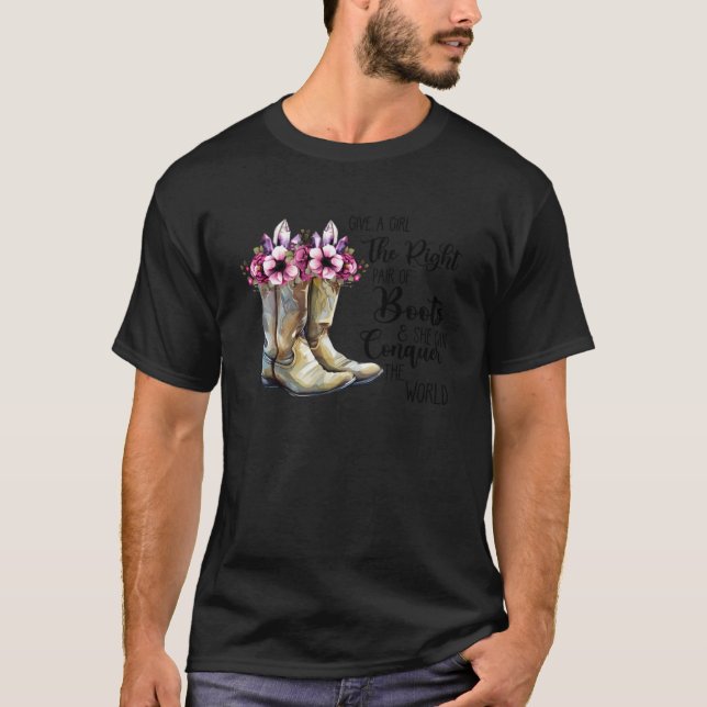 Camiseta Boots De Vaquera Floral Dan Un Par Derecho Chica D (Anverso)
