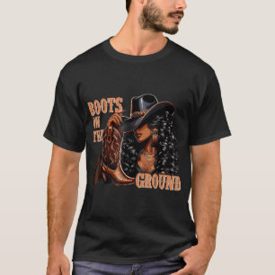 Camiseta Boots En La Bota De Bota En El Suelo Cowboy Wester