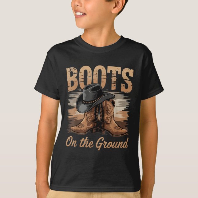 Camiseta Boots En La Línea De Vaquera Terrestre Bailan Muje (Anverso)