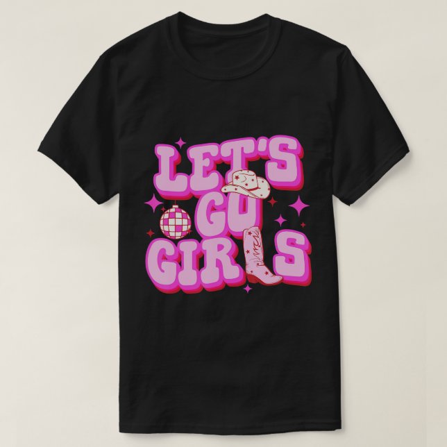 Camiseta Boots Gorras de vaqueros vamos a Chicas Cowgi rosa (Diseño del anverso)