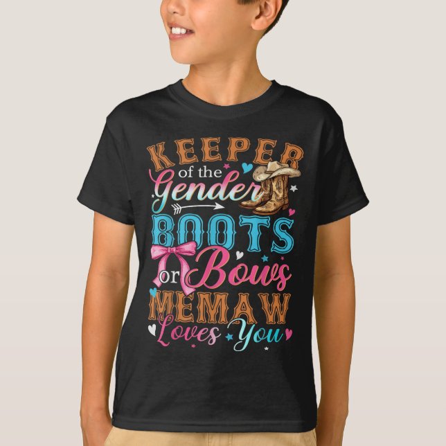 Camiseta Boots O Bows Memaw Te Ama Género Revelar Familia (Anverso)