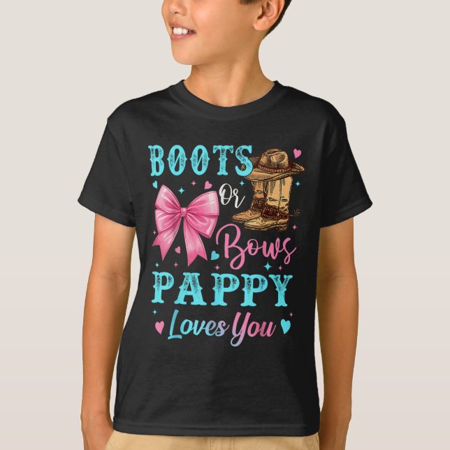 Camiseta Boots O Bows Pappy Te Ama Género Revelar Familia (Anverso)
