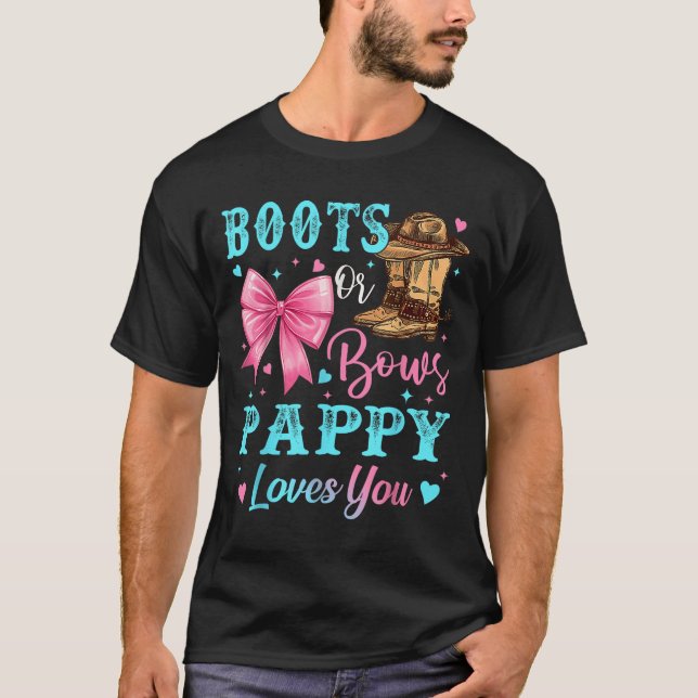 Camiseta Boots O Bows Pappy Te Ama Género Revelar Familia (Anverso)