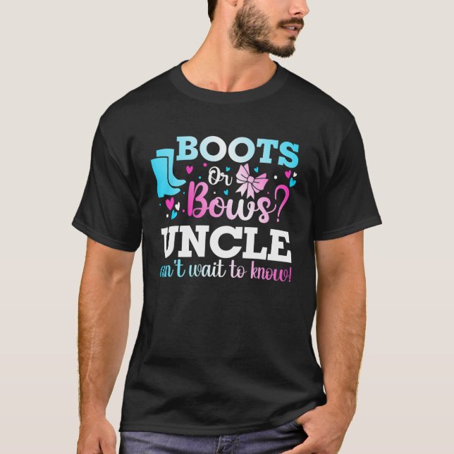 Camiseta Boots O Bows Tío Gender Revelan Baby Shower Anno (Anverso)