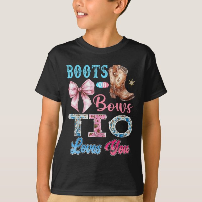 Camiseta Boots O Bows Tio Te Ama Género Revelar Occidente (Anverso)