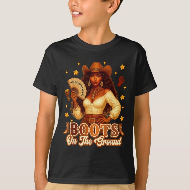 Camiseta Boots On The Ground Black History Cowgirl Where Th (Anverso)