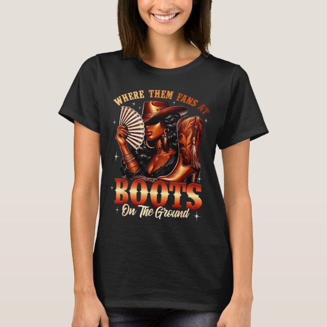 Camiseta Boots On The Ground Cowgirl Black Women Africa Bla (Anverso)