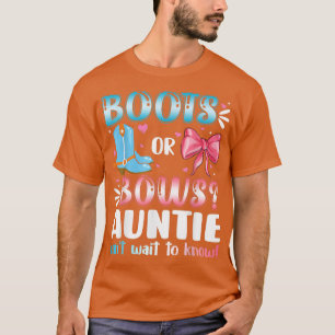 Camiseta Boots Or Bows Auntie Gender Reveal Baby Shower Pre