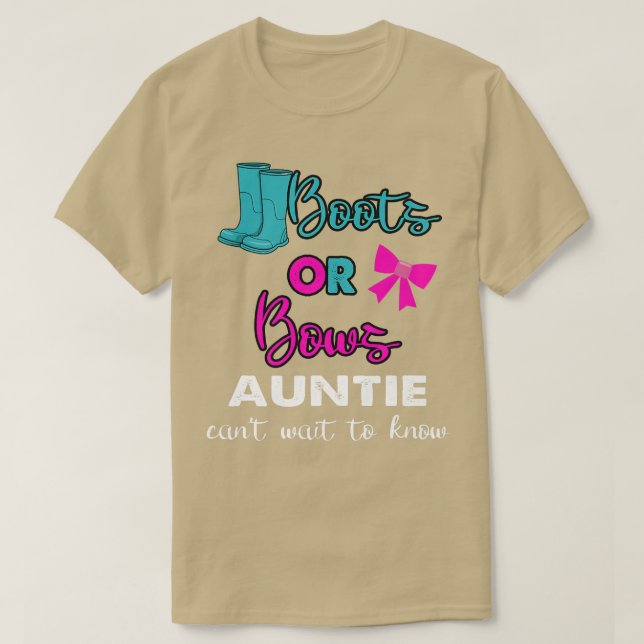 Camiseta boots Or Bows Gender Reveal baby Auntie party Matc (Diseño del anverso)