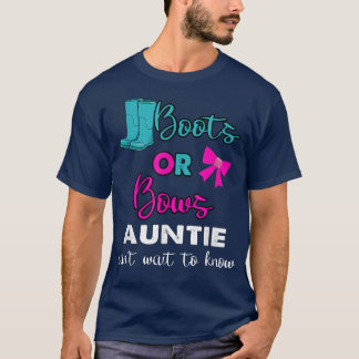 Camiseta boots Or Bows Gender Reveal baby Auntie party Matc