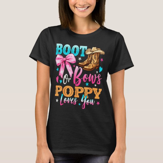 Camiseta Boots Or Bows Ppy Loves You Gender Reveal Family  (Anverso)