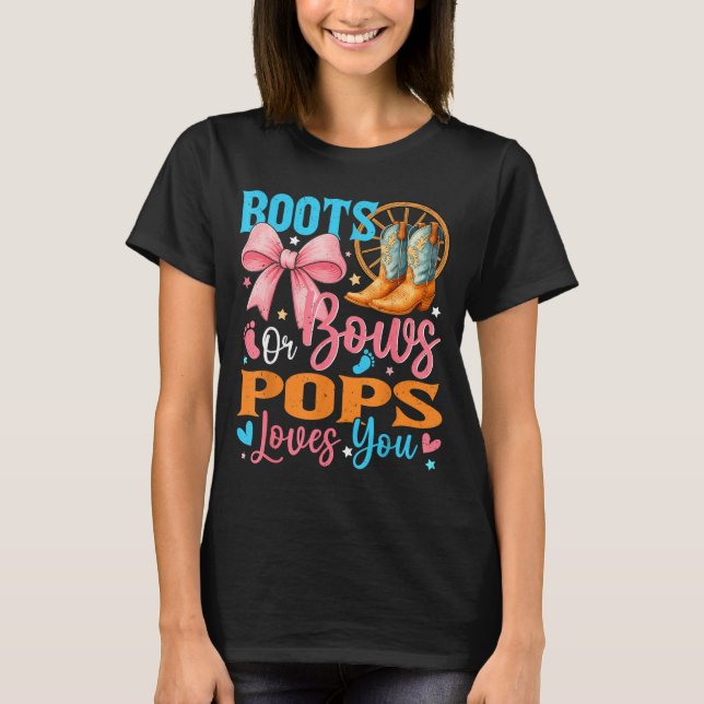 Camiseta Boots Or Bows Ps Loves You Gender Reveal Family  (Anverso)
