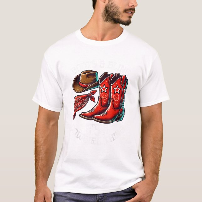 Camiseta Boots y Bling Cowgirl Rodeo Hípica (Anverso)