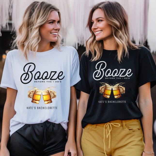 Camiseta Booze antes de la fiesta de soltera de soltero (Booze Before I Do's Bachelorette Party T-Shirt
)