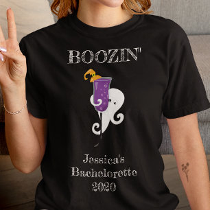 Camiseta Booze Bachelorette Party Fantasma Cóctel Halloween
