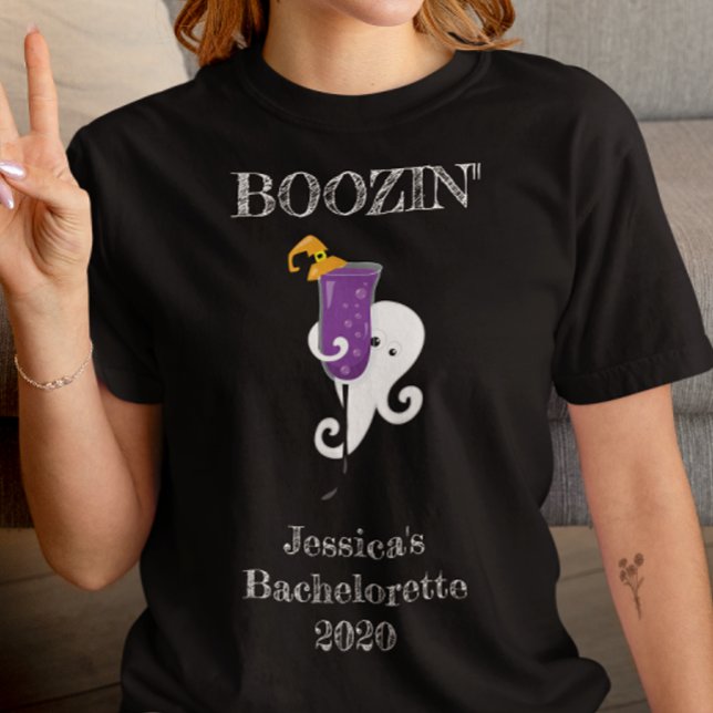Camiseta Booze Bachelorette Party Fantasma Cóctel Halloween (Subido por el creador)