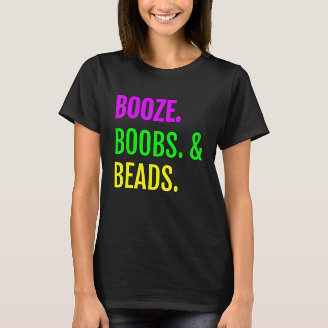 Camiseta Booze Beads Mardi Gras diseño New Orleans Tee (Anverso)