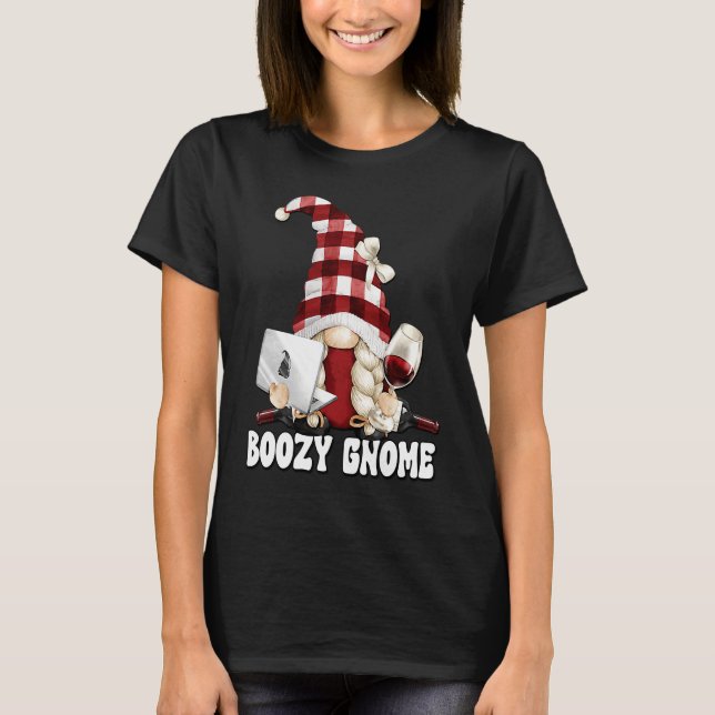 Camiseta Boozy Gnome Graphic For Women Work And Drinking Wi (Anverso)