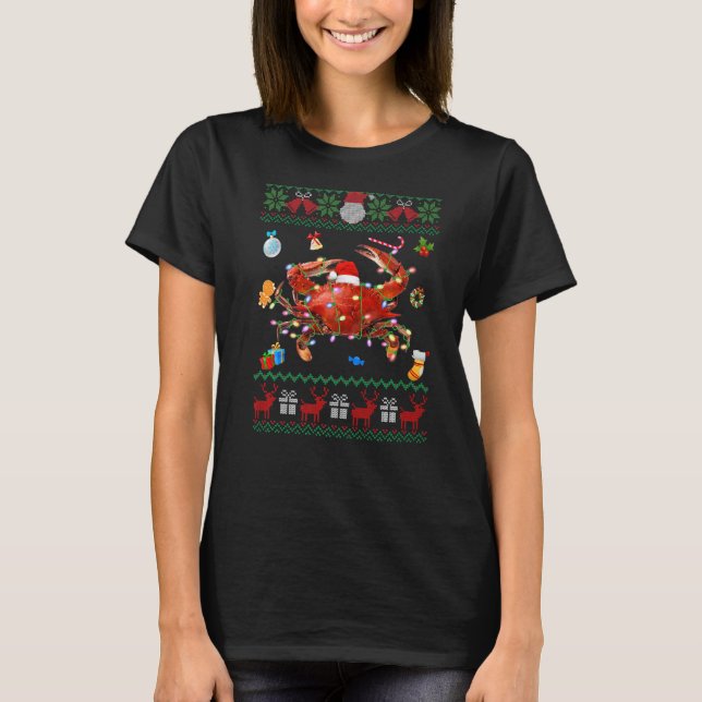 Camiseta Boquerosos dulces de Navidad iluminan cangrejo Nav (Anverso)