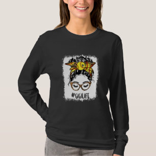 Camiseta Boquilla blanqueada Gigi Messy Bun Game Day Madres