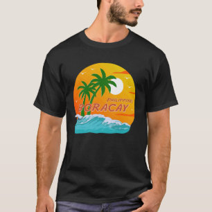 Camiseta Boracay Filipinas Palmeras Playa Atardecer Recuerd