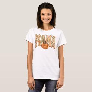 Camiseta Bordado de calabaza de mamá otoñal