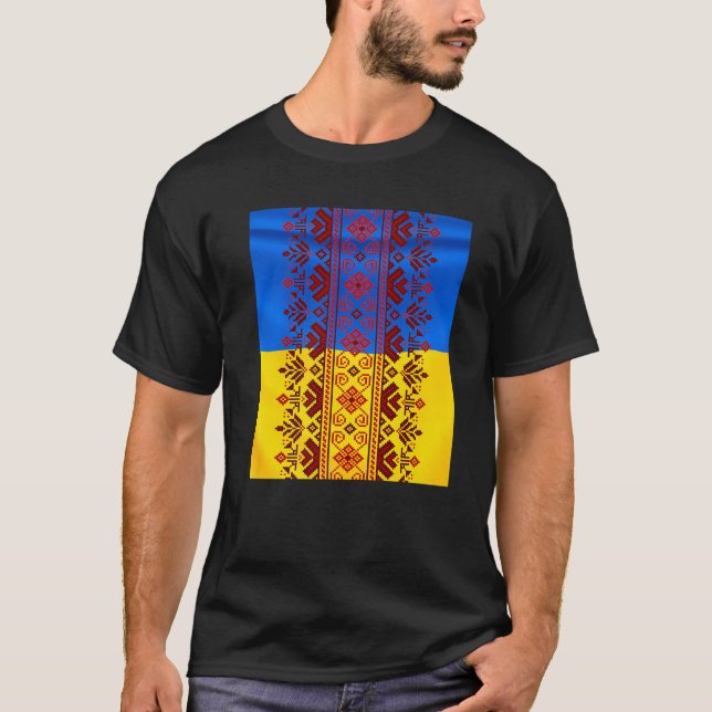 Camiseta Bordado de hilos - Patrón étnico folclórico ucrani (Anverso)