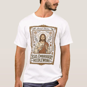 Camiseta Bordado de Jesús Labor de aguja Bordado de Jesús B